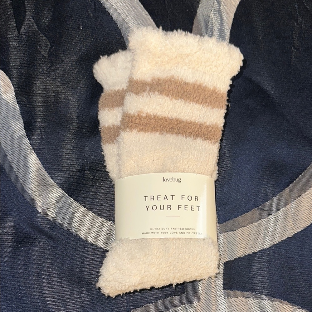 Lovebug Cream and Tan Striped Socks